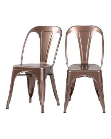 Chaise en métal cuivre (lot de 2)