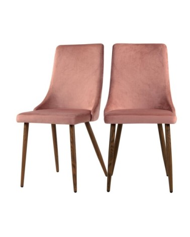 Chaise en velours rose (lot de 2)