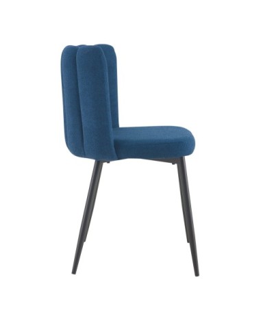 Chaise en tissu bleu et pieds en métal noir (lot de 2)