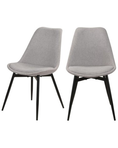 Chaise en tissu gris clair chiné et pieds en métal (x2)