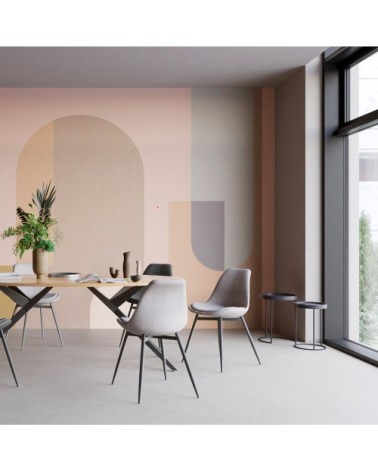 Chaise en tissu gris clair chiné et pieds en métal (x2)