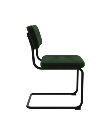 Chaise en velours vert et pieds en métal noir (lot de 2)
