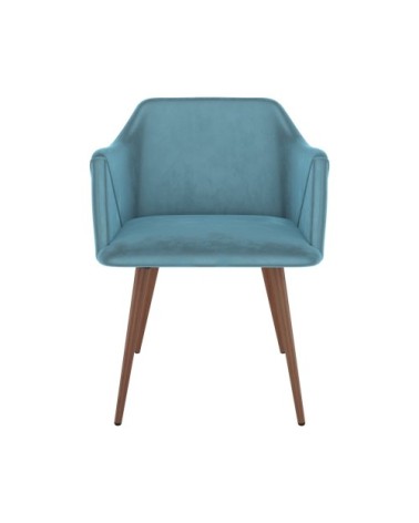 Chaise avec accoudoirs en velours bleu (lot de 2)