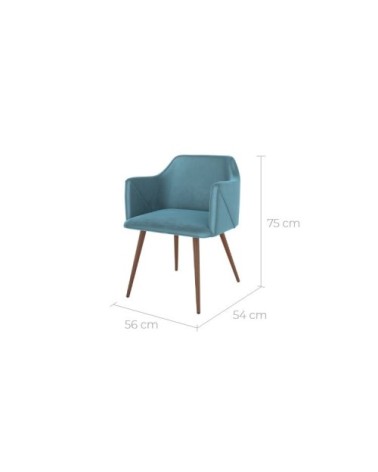 Chaise avec accoudoirs en velours bleu (lot de 2)