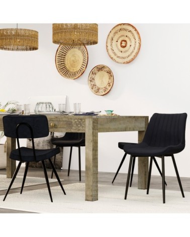 Chaise en cuir synthétique gris foncé et métal noir (x2)