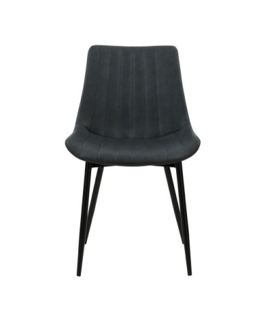 Chaise en cuir synthétique gris foncé et métal noir (x2)