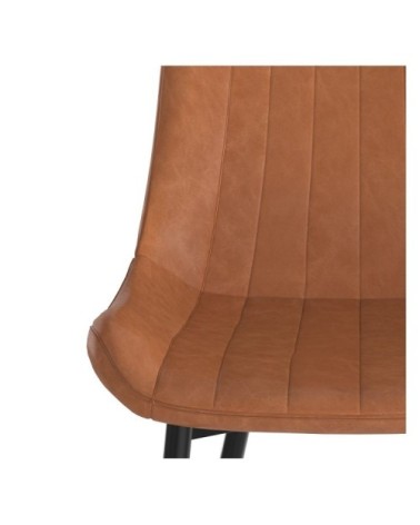 Chaise en cuir synthétique camel et métal noir (lot de 2)