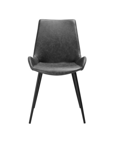 Chaise en cuir synthétique gris foncé (lot de 2)