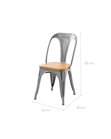 Chaise en métal chrome et bois d'orme (lot de 2)