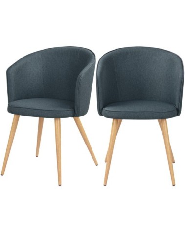 Chaise en tissu bleu gris et pieds en métal (lot de 2)