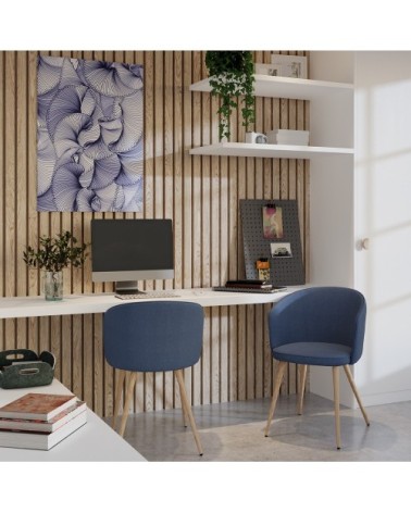 Chaise en tissu bleu gris et pieds en métal (lot de 2)