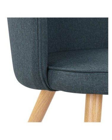 Chaise en tissu bleu gris et pieds en métal (lot de 2)