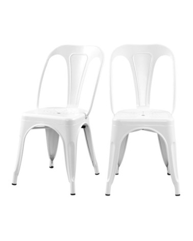 Chaise en métal blanc mat (lot de 2)