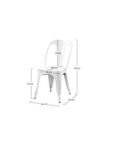 Chaise en métal blanc mat (lot de 2)