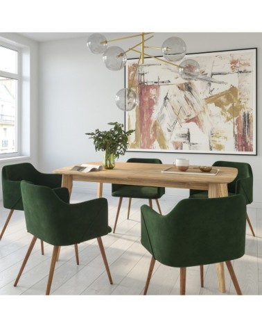 Chaise avec accoudoirs en velours vert foncé (lot de 2)