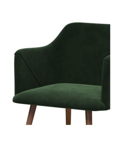 Chaise avec accoudoirs en velours vert foncé (lot de 2)
