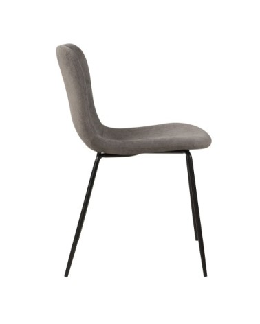 Chaise en velours côtelé gris et pieds en métal (lot de 2)