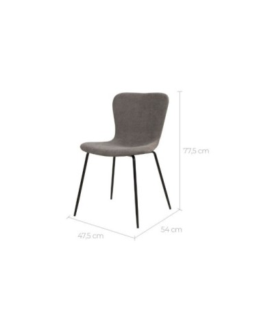 Chaise en velours côtelé gris et pieds en métal (lot de 2)
