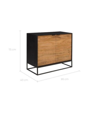 Commode 2 portes en bois d'acacia et pieds en métal