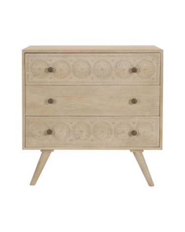 Commode en bois gravé 3 tiroirs