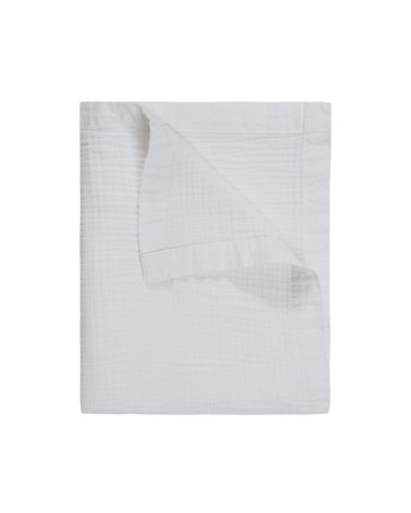 Plaid gansé en gaze de coton blanc 130x170 cm