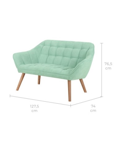 Canapé 2 places en tissu vert d'eau