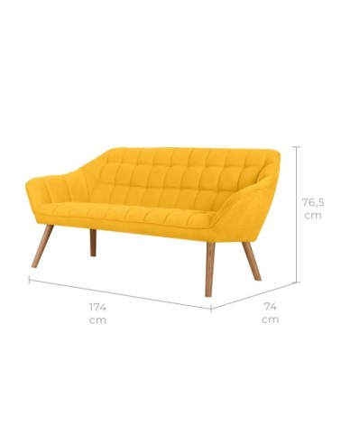 Canapé 3 places en tissu jaune