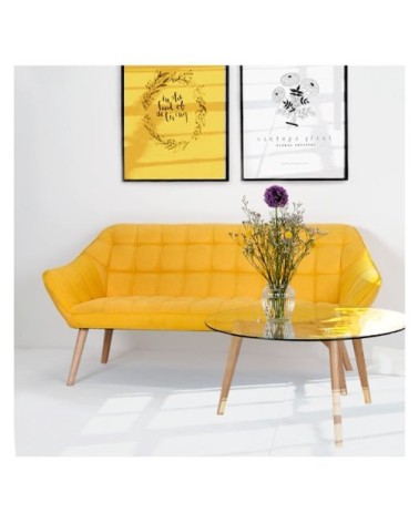 Canapé 3 places en tissu jaune