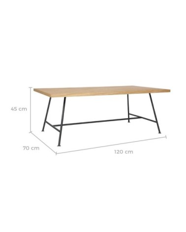 Table basse rectangulaire bois clair et pieds métal