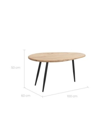 Table basse ovale en bois d'acacia
