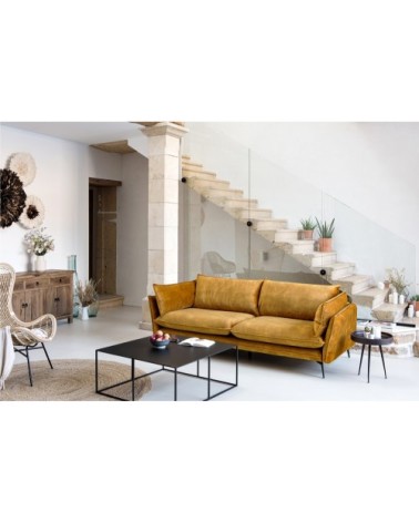 Table basse carrée en métal noir