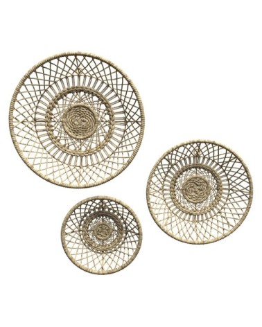 Décoration murale panier en fibre de bananier (lot de 3)