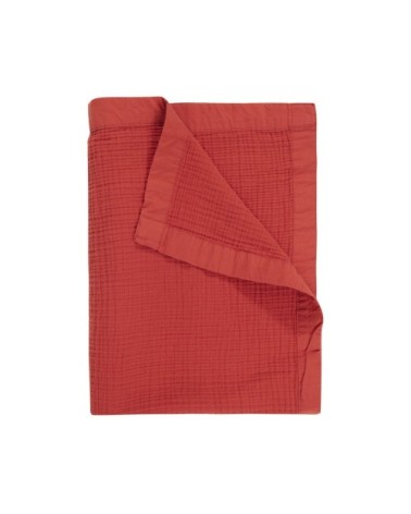 Plaid gansé en gaze de coton terracota 130x170 cm