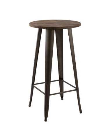 Table de bar ronde 2 personnes en bois foncé D60 cm