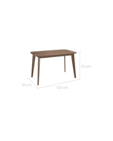 Table rectangulaire 6 personnes en bois foncé 120 cm