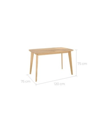 Table rectangulaire 6 personnes en bois clair 120 cm