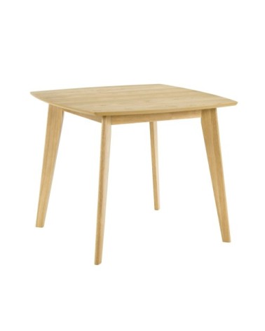 Table carrée 4 personnes en bois clair 90 cm