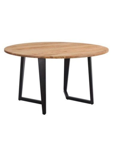 Table à manger ronde 140 cm en bois d'acacia, 8 personnes