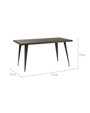 Table rectangulaire 6 personnes en métal gris 150 cm