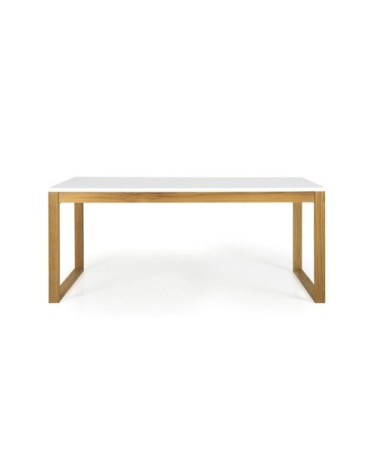 Table à manger 180x90cm en bois plateau blanc