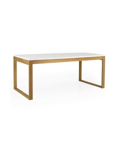 Table à manger 180x90cm en bois plateau blanc