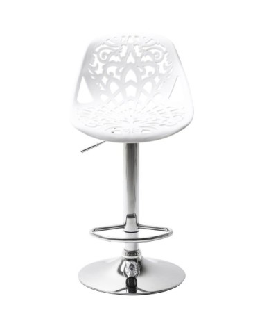 Tabouret de bar réglagle blanc et acier chromé