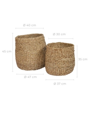 Panier rond tressé en fibre naturelle (lot de 2)