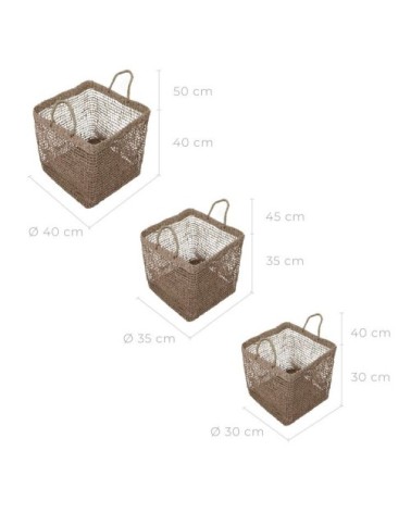 Panier carré tressé en fibre naturelle (lot de 3)