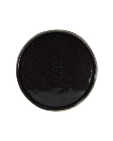 Assiette plate en grès artisanal brun 28 cm - Lot de 4