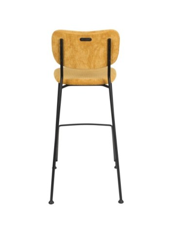 Tabouret de bar rétro en velours jaune