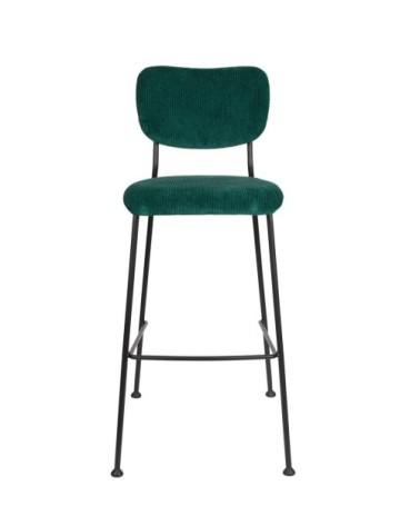 Tabouret de bar rétro en velours vert