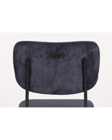 Tabouret de bar rétro en velours bleu