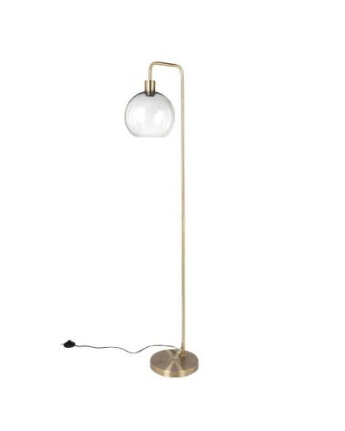 Lampadaire globe en verre et métal doré H155