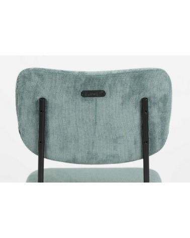 Tabouret de bar rétro en velours gris bleu